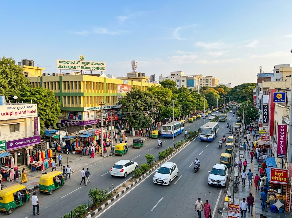 Jayanagar – A well-established and upscale Bengaluru neighborhood known for its tree-lined streets, vibrant shopping areas, and excellent residential infrastructure.